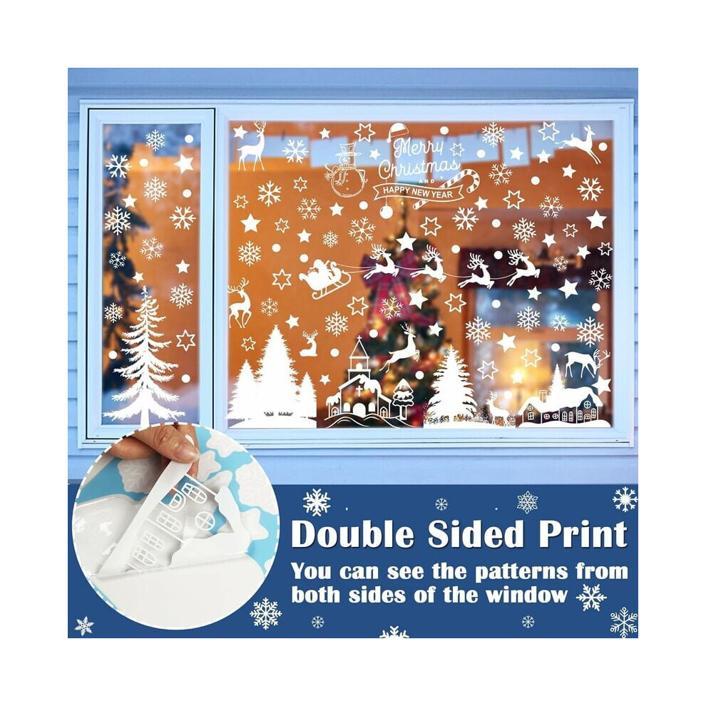 166 Reusable Christmas Window Stickers, Christmas Decorations Electrostatic Pvc Snowflake Santa Claus Tree Christmas Window Sticker In White 3545974789867