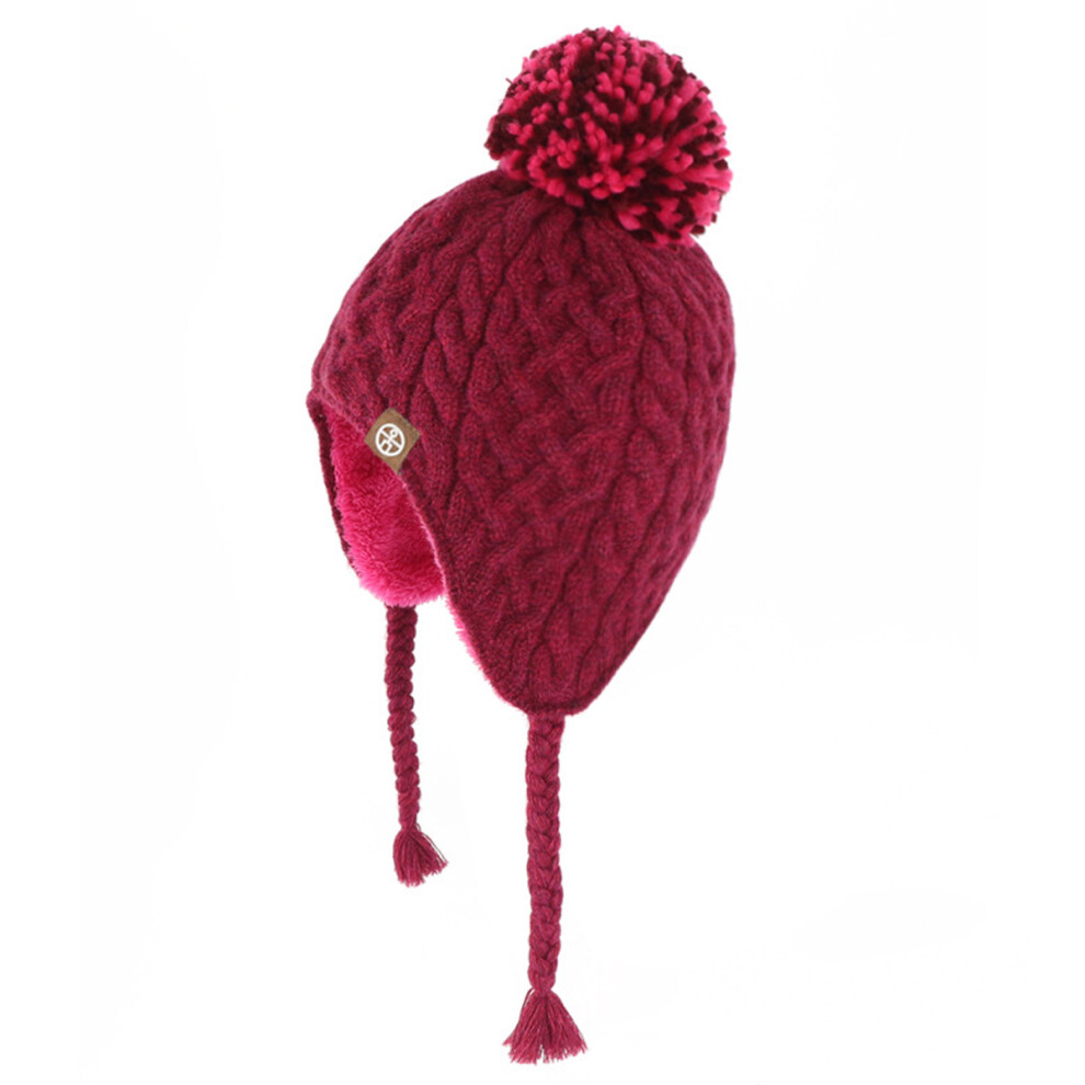 Winter Hat Girls Knit Hats Winter Fleece Lining Skiing Winter Caps With Warm Ear Flap 3545974789034