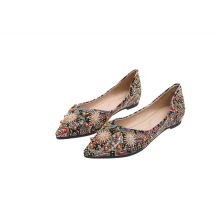 women's ballet flats, rhinestone details, synthetic, low sole, multicolor, 43 EU