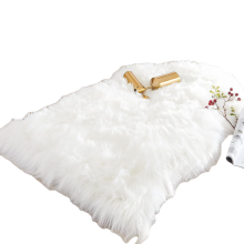 Luxury Soft Faux Sheepskin Chair Cover Seat Cushion Pad Plush Fur Area Rugs for Bedroom, 2ft x 3ft, White