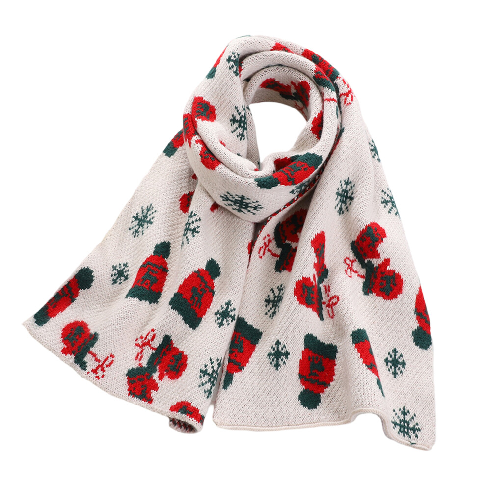Unisex Christmas Reindeer Snowflake Scarf Fall Winter Warm Knit Long Scarf 3545974790740