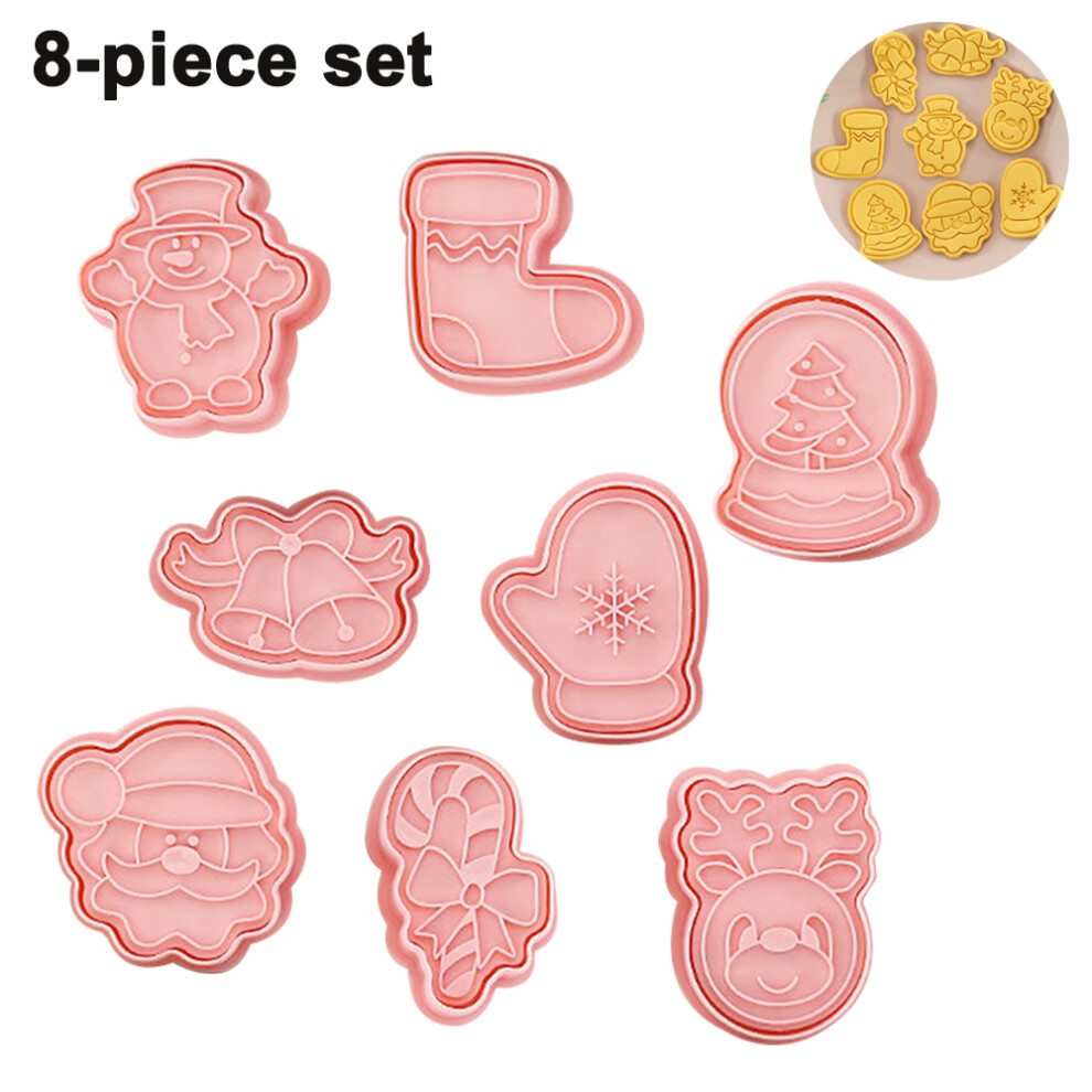 Christmas Themed Three-Dimensional Fondant Biscuit Diy Baking Tool With Plunger Stamps Set, Gingerbread Boy/Girl, Snowman, Santa Claus, Chri 3545974791181