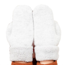 Winter Thicken Warmer Women Gloves Knitted Wool Plush Full Finger Mittens