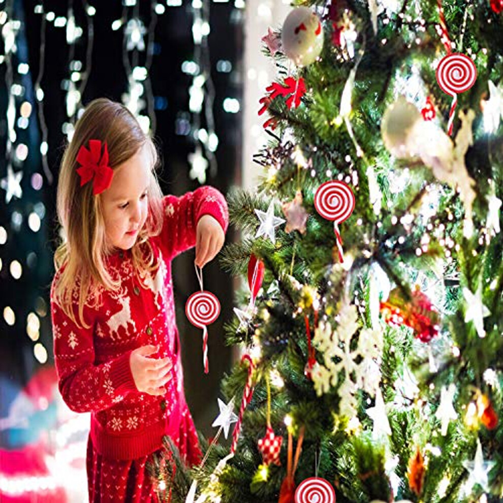 8 Pack Christmas Lollipop Ornament And Candy Cane Christmas Tree Ornament Red/White 3545974791976