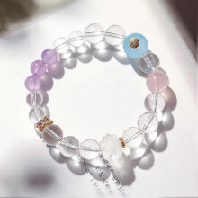 (White) New Chinese Style Rutilated Quartz Lotus Bead Bracelet For Girls Luxury Gift
