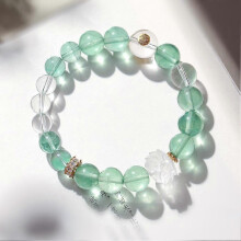 (Green) New Chinese Style Rutilated Quartz Lotus Bead Bracelet For Girls Luxury Gift