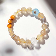 (light yellow) New Chinese Style Rutilated Quartz Lotus Bead Bracelet For Girls Luxury Gift