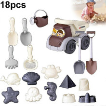 (18pcs car) 17-19PCS Kids Beach Sand Toy Set Outdoor Play with Bucket Shovel Rake for Toddlers