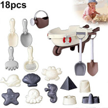 (18pcs stroller) 17-19PCS Kids Beach Sand Toy Set Outdoor Play with Bucket Shovel Rake for Toddlers