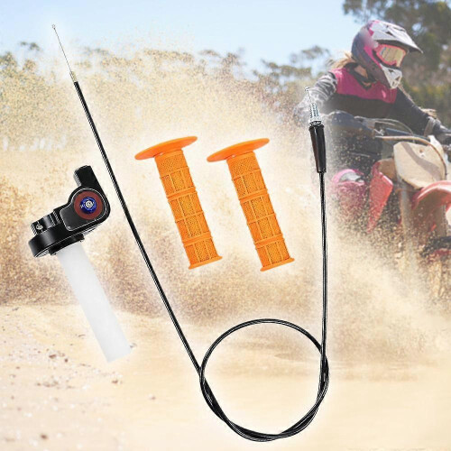 (Red) Motorcycle Handle Accelerator Cable Visual Accelerator Grips 1