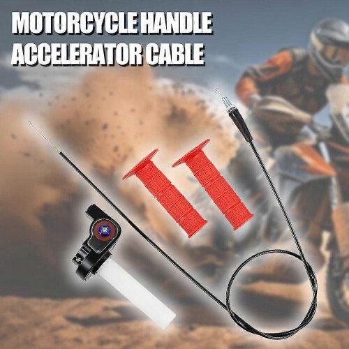 (Red) Motorcycle Handle Accelerator Cable Visual Accelerator Grips 2