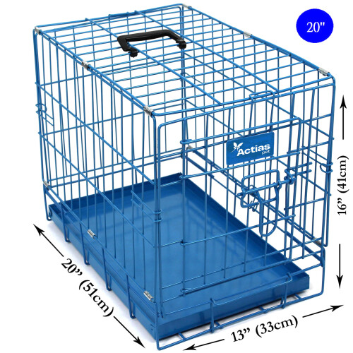 Blue 20in Dog Metal Training Cage with one door 1