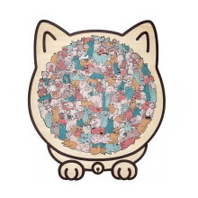 (Macaron) Morandi-Colored Cat Shaped Wooden Jigsaw Puzzle, Cats Shaped Puzzle