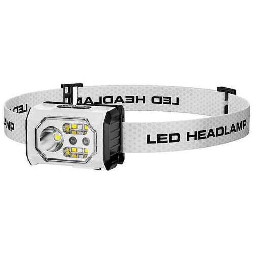 (White) Headlamp Rechargeable, Lumen Super Bright Motion Sensor Head Lamp Flashlight