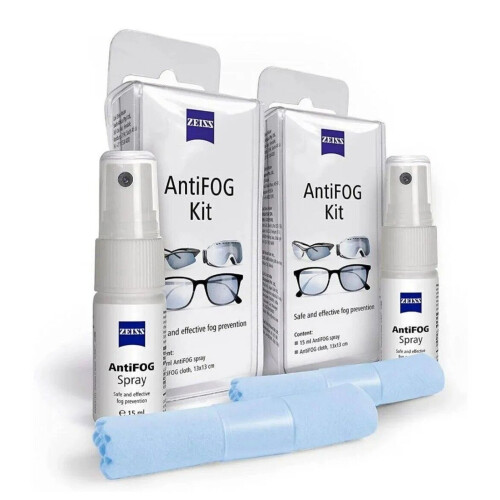 ZEISS Anti-Fog Kit Twin Pack 2 Cloths 2 Bottles Solution