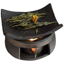 (A) Ceramic Tea Stove Warmer Set, Cedar and Zen Aromatherapy Burner