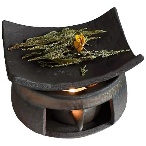 (A) Ceramic Tea Stove Warmer Set, Cedar and Zen Aromatherapy Burner