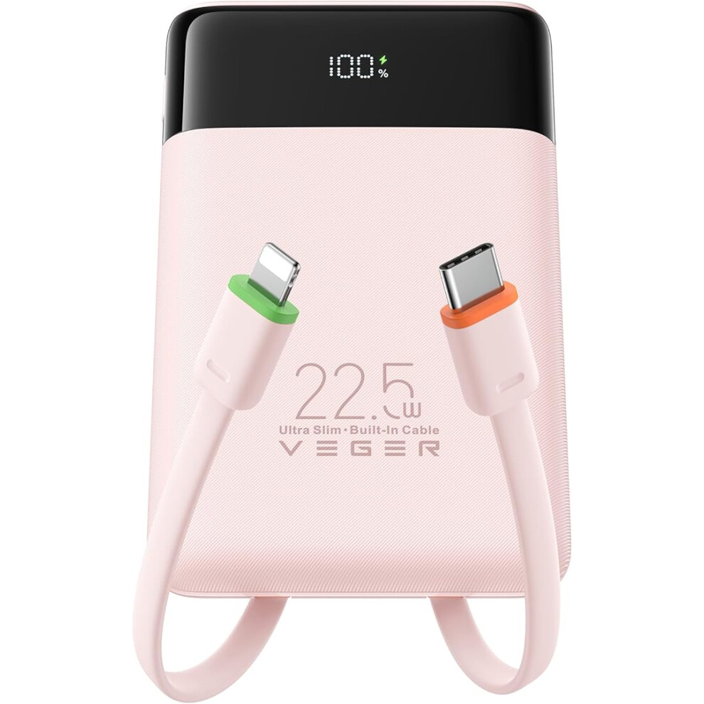 Portable Charger With Built-In Cables,10000Mah Usb C Power Bank Fast Charging, Compatible With Iphone,Ipad,Android Phone, 9325880504181