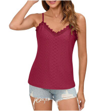 Women's lace camisole V-neck thin strap sleeveless-Fuchsia S