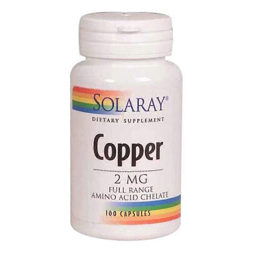 Solaray Copper,2 mg ,100 Caps (Pack of 6)