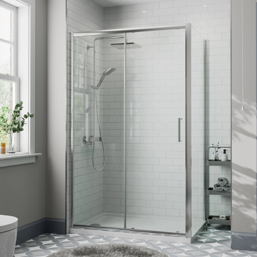 1000 X 800Mm Sliding Shower Door & Side Panel Enclosure 8Mm Framed Tray & Waste 5056093627773