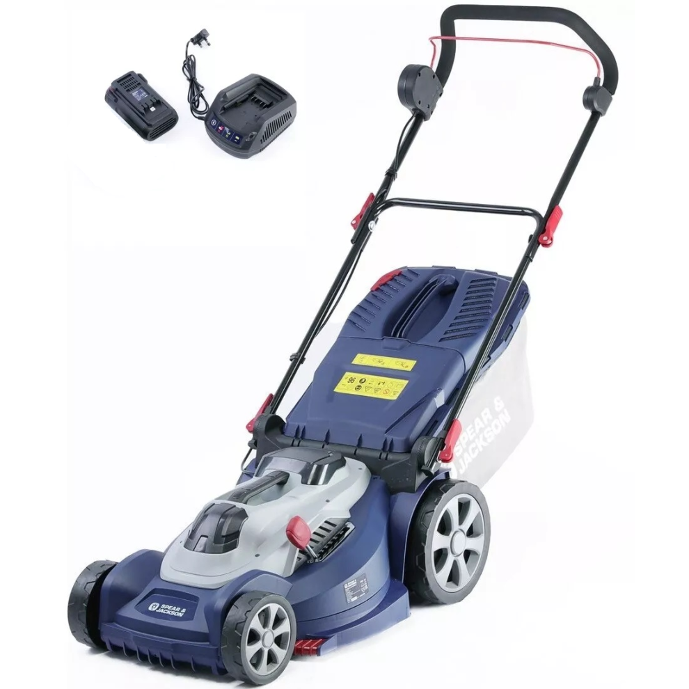 Spear & Jackson 44Cm Cordless Rotary Lawnmower 36V Garden Push Mower - Used Item Blue