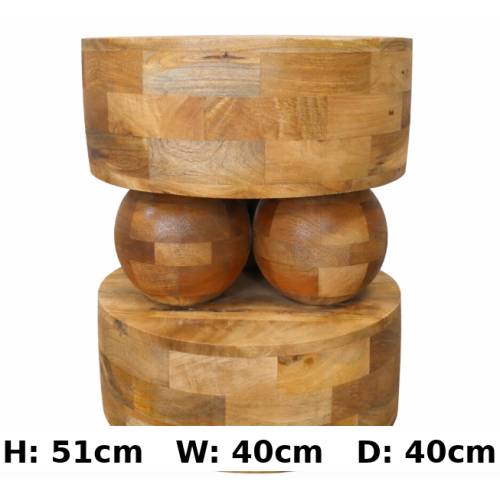 Mango Wood Sculptural Side Table Modern Round Accent Table 40cm 1