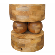 Mango Wood Sculptural Side Table Modern Round Accent Table 40cm