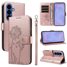 Compatible with Samsung Galaxy S26 Flip Case Stylish And Protective Dandelion Print Leather Phone Case with Card Slots And Wrist Strap
