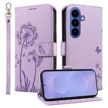 Compatible with Samsung Galaxy S26 Flip Case Stylish And Protective Dandelion Print Leather Phone Case with Card Slots And Wrist Strap