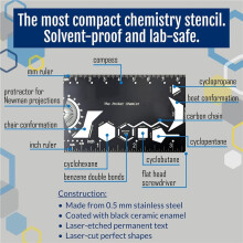 2X Pocket Chemist: Organic Chemistry Stencil Drawing Template Small Metal Ruler for Chemist, Chemical Engineers