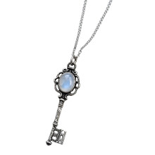 Stijlvolle unisex wit/zwarte stenen schedel sleutel hanger-Wit