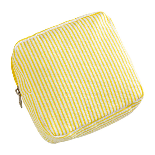 Toiletry Bag Striped Bubble Cloth Storage Container for-Yellow