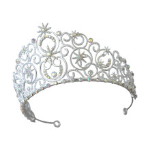 Couronne de mariée délicate ajourée avec strass-argent fantaisie