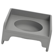 ABS Plastic Square Pet Bowl with AntiSlip Bottom Raised-Gray