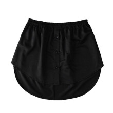 (30*25*2, Black) Detachable Underskirt Women Fake Shirt Irregular Skirt Tail Blouse Hem Cotton Extender Fake Hem Mini Skirt Fake Hem 6 Sizes
