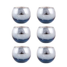 6Pcs Glass Tealight Votive Candle Holders Christmas Table-Blau