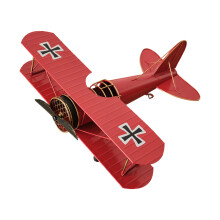 Decorative Handicraft Retro Metal Iron Biplane Aircraft-Red