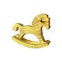 Smooth Hand Carved Wood Rocking Horse Ornament Nordicd-Yellow