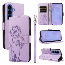 Compatible with Samsung Galaxy S26 Plus Flip Case Stylish And Protective Dandelion Print Leather Phone Case with Card Slots And Wrist Strap