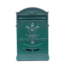 (Bright Green) European-Style Villa Letterbox Outdoor Waterproof Mailbox Wall Mounted Postbox Retro Suggestion Box with for Key Lock for Home Decor