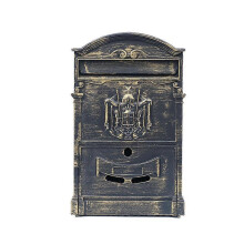 (Brown) European-Style Villa Letterbox Outdoor Waterproof Mailbox Wall Mounted Postbox Retro Suggestion Box with for Key Lock for Home Decor