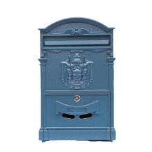 (Bright Blue) European-Style Villa Letterbox Outdoor Waterproof Mailbox Wall Mounted Postbox Retro Suggestion Box with for Key Lock for Home Decor