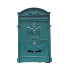 (Green) European-Style Villa Letterbox Outdoor Waterproof Mailbox Wall Mounted Postbox Retro Suggestion Box with for Key Lock for Home Decor