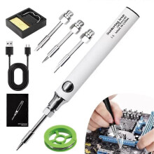 (White) Wireless Portable Soldering Iron Kit, Rechargeable Soldering Pen with Iron Tip