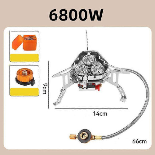 (3500W with adapter) Moose Rocket Stove, Outdoor Portable Double-Layer Windproof Three-Burner Stove 2