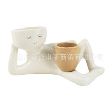 (Yellow) Lazy Guy Planter, Funny Plant Pots, Lazy Little Character Flowerpot
