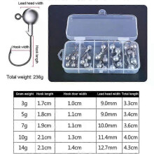(A1, 3.5g) 3.5g-14g Outdoor Fishing Fishhooks Fishing Hooks Silver Ball Lead Head Sharp Durable Jelly Grubs Worms Soft Bait Fishing Hooks