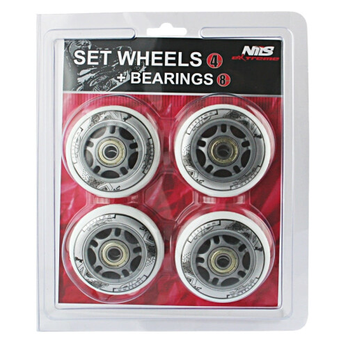 Witte 70x24mm 82A wielen (4) + ABEC-7 lagers (8) set