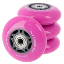 Pink 70x24 82A Wheels (4) + ABEC-7 Bearings (8) Set
